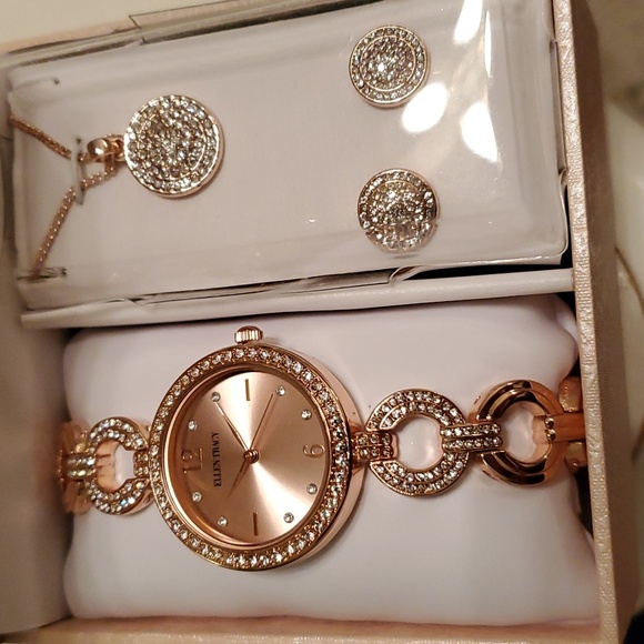 Ellen Tracy Watch and Pave Necklace and Earrings - Picture 2 of 2